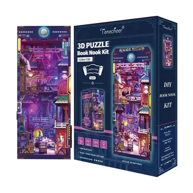 Tonecheer, DIY Book Nook, Cyber City Bookend, TQ131, 24,5x18x10cm