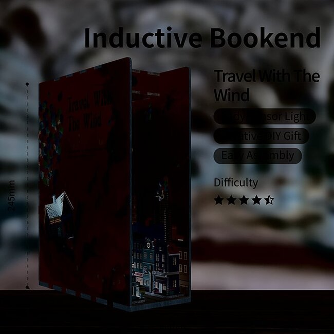 Tonecheer, DIY Book Nook, Travel with the Wind Bookend, TQ126, 18,2x8x24,5cm