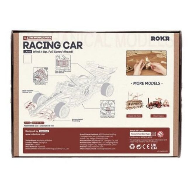 Robotime, Houten Puzzel 3D Racing Car, LK505, 29x10,5x7,6cm