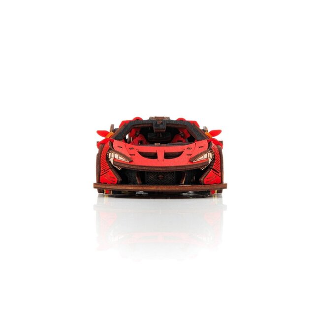 Eco Wood Art (EWA) DIY 3D Mechanical Model Racing Car Red, 4073, 21x9,5x5,7cm