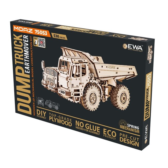 Eco Wood Art (EWA) 3D Houten Bouwset, Dumptruck-earthmover, 4226, 10,3x11x21,5cm