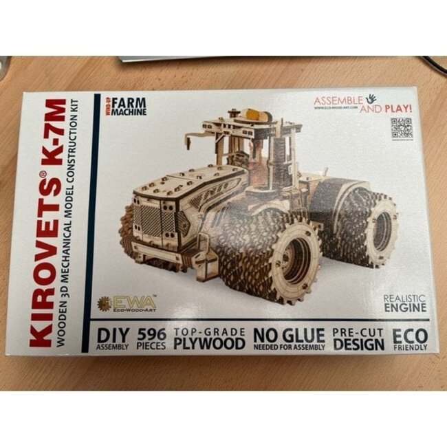 Eco Wood Art (EWA) 3D Mechanische Puzzel, Tractor K-7M, 1065, 35,6x22,8x20cm