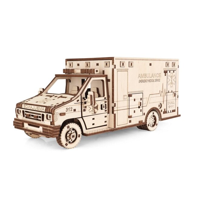 Eco Wood Art (EWA) DIY 3D Mechanical Model Ambulance, 4011, 29,5x12,9x12,4cm