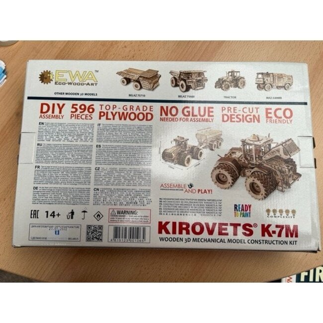 Eco Wood Art (EWA) 3D Mechanische Puzzel, Tractor K-7M, 1065, 35,6x22,8x20cm