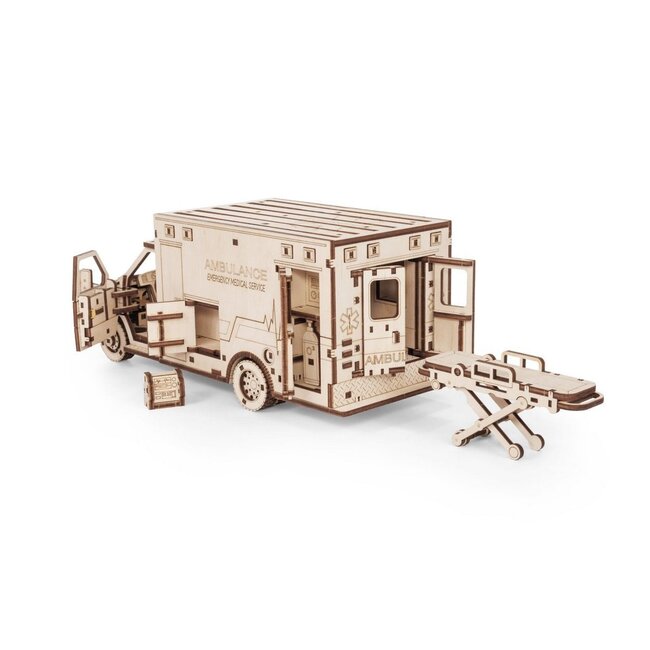 Eco Wood Art (EWA) DIY 3D Mechanical Model Ambulance, 4011, 29,5x12,9x12,4cm