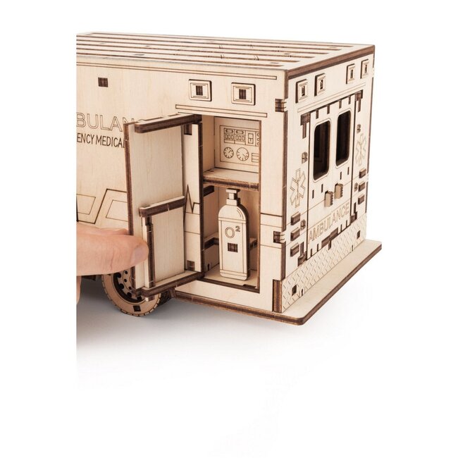 Eco Wood Art (EWA) DIY 3D Mechanical Model Ambulance, 4011, 29,5x12,9x12,4cm