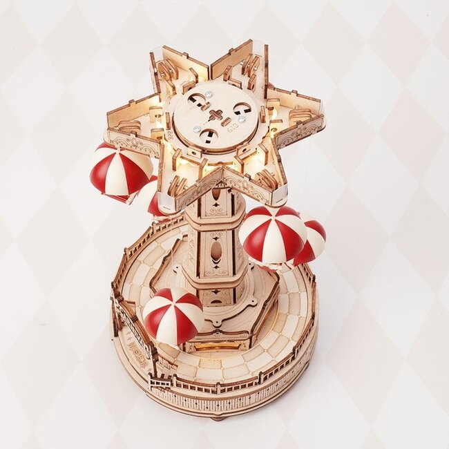 Robotime, Muziekdoos Hout DIY Parachute, EA01, 14x14x30cm