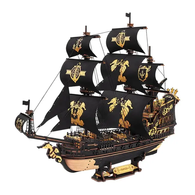 Robotime, 3D Houten Puzzel, The Seahorse Barque, MCB02, 39x18x47cm