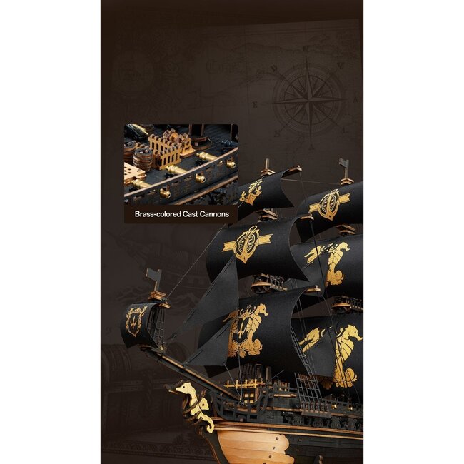 Robotime, 3D Houten Puzzel, The Seahorse Barque, MCB02, 39x18x47cm