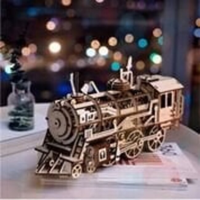 Robotime, 3D Houten Puzzel Locomotive, LK701, 37x12x18,5cm.