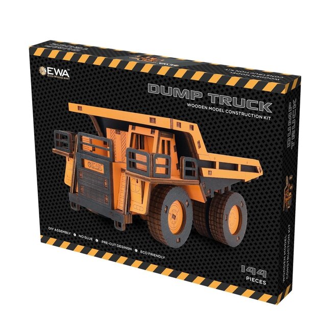Eco Wood Art (EWA) 3D Mechanische Puzzel, Dump Truck, 3977, Oranje, 20,6x10,7x12,5cm