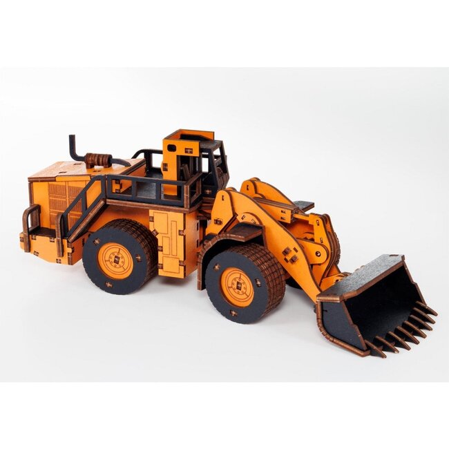 Eco Wood Art (EWA) 3D Mechanische Puzzel, Loader, 3984, Oranje, 32,1x11,6x10,3cm
