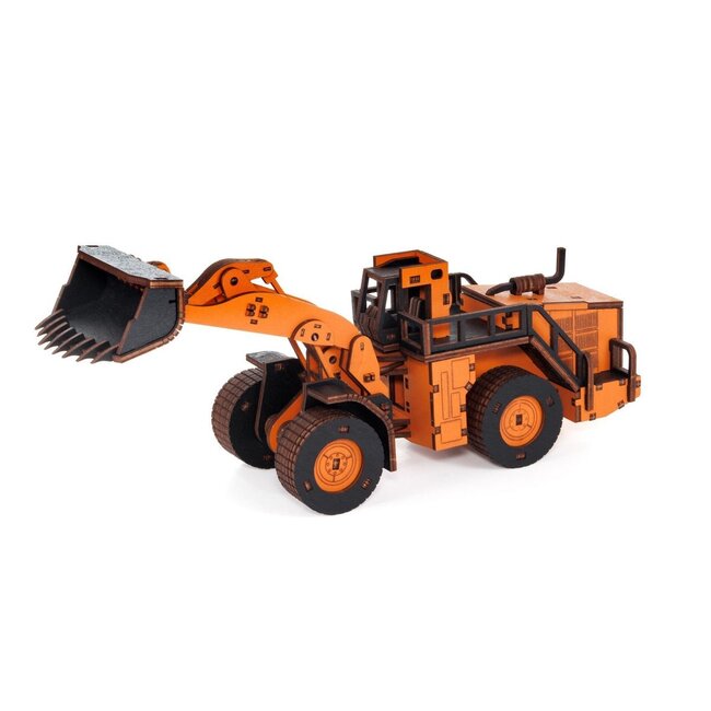 Eco Wood Art (EWA) 3D Mechanische Puzzel, Loader, 3984, Oranje, 32,1x11,6x10,3cm