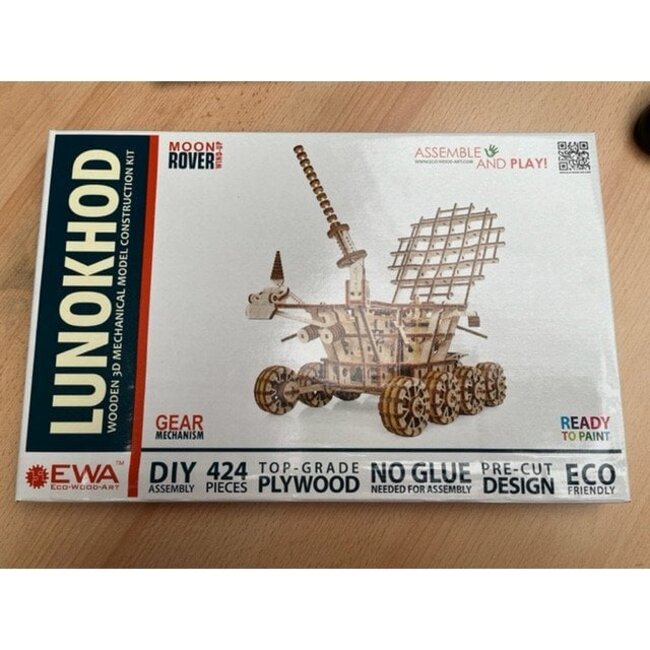 Eco Wood Art (EWA) 3D Mechanische Puzzel Moonrover wind-up Lunokhod, 1492, 32x24x23cm