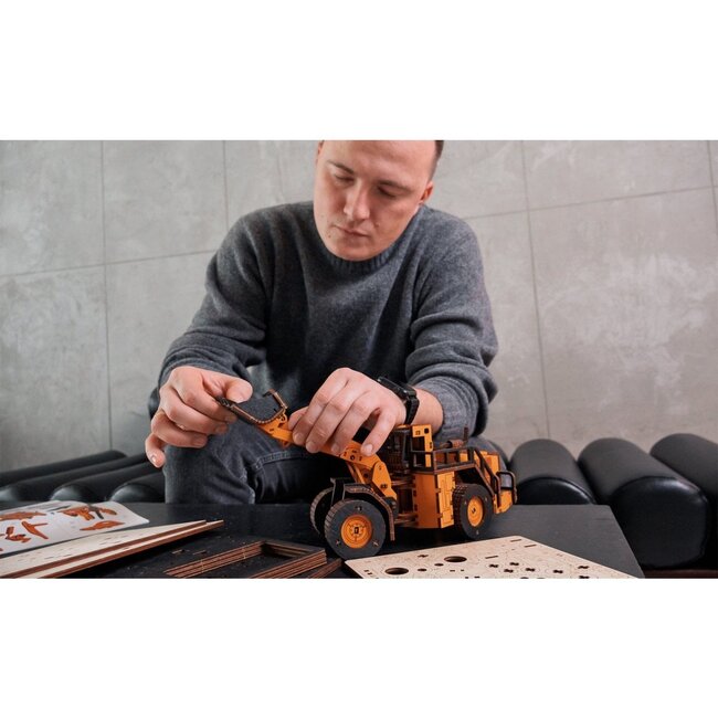 Eco Wood Art (EWA) 3D Mechanische Puzzel, Loader, 3984, Oranje, 32,1x11,6x10,3cm