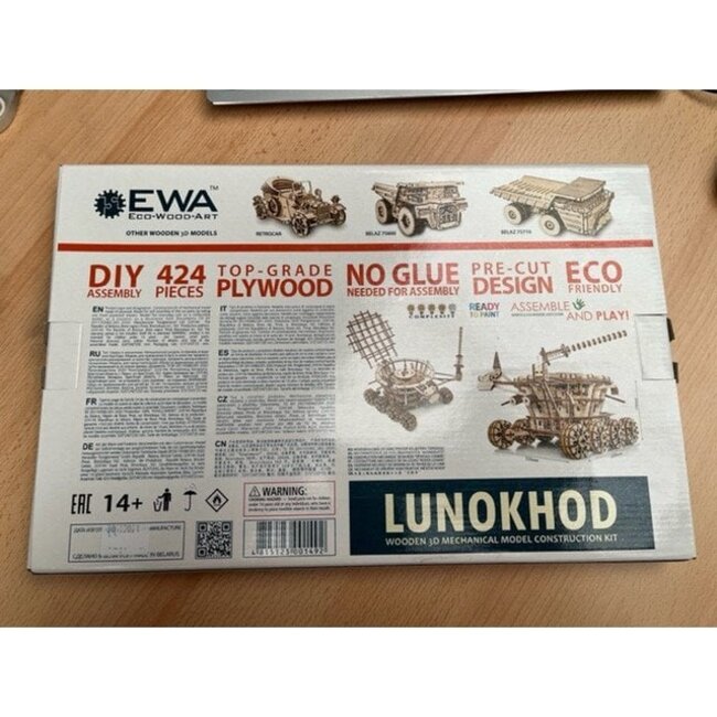 Eco Wood Art (EWA) 3D Mechanische Puzzel Moonrover wind-up Lunokhod, 1492, 32x24x23cm