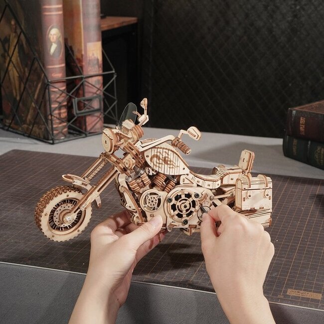 Robotime, Houten Puzzel 3D Cruiser Motorcycle, LK504, 27x11,6x16cm