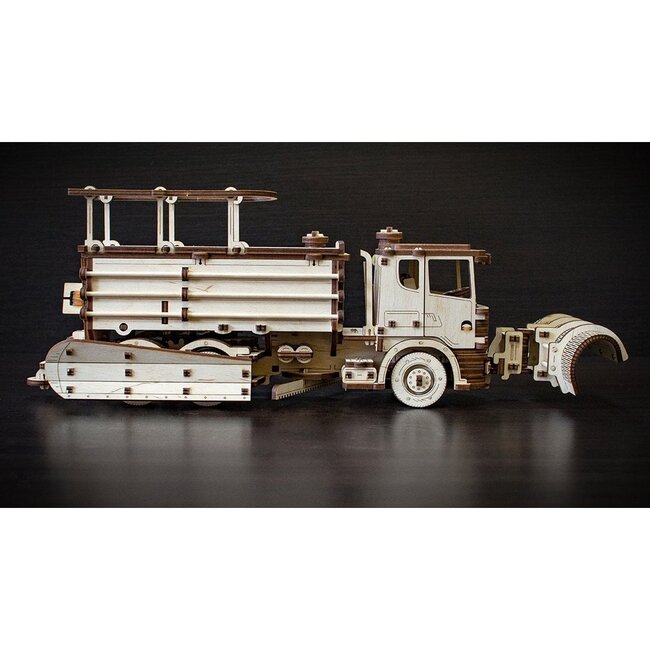 Eco Wood Art (EWA) 3D Mechanische Houten Puzzel Snowtruck, 402, 40x14,1x14,8cm