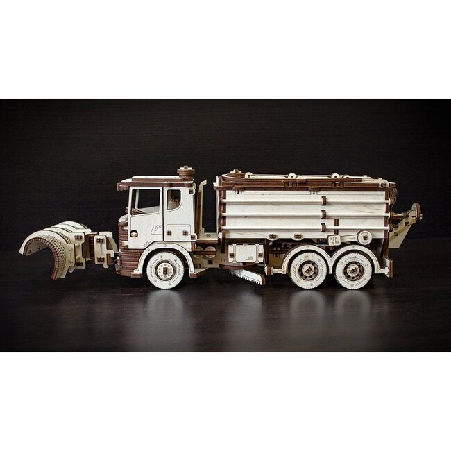 Eco Wood Art (EWA) 3D Mechanische Houten Puzzel Snowtruck, 402, 40x14,1x14,8cm