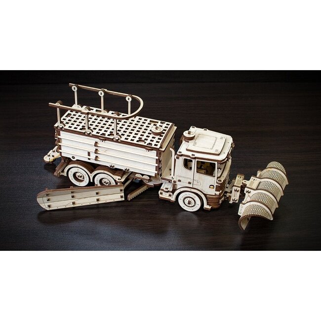 Eco Wood Art (EWA) 3D Mechanische Houten Puzzel Snowtruck, 402, 40x14,1x14,8cm