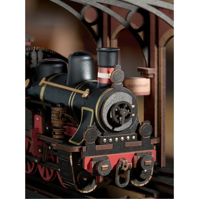 Robotime, DIY 3D Houten Modelbouwpakket, Steam Journey, TGS01, 37,6x11,3x14,5cm