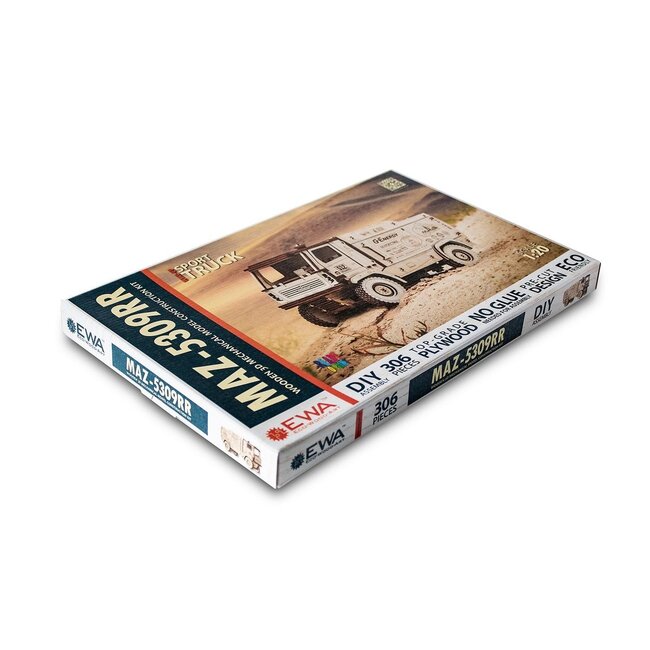 Eco Wood Art (EWA) 3D Mechanische Puzzel Sport Truck MAZ 5309RR, 648, 24x9x11,7cm