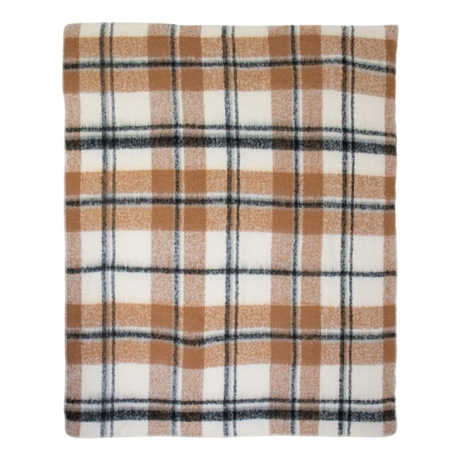 Mars & More Plaid ruit boucle beige 130x170cm