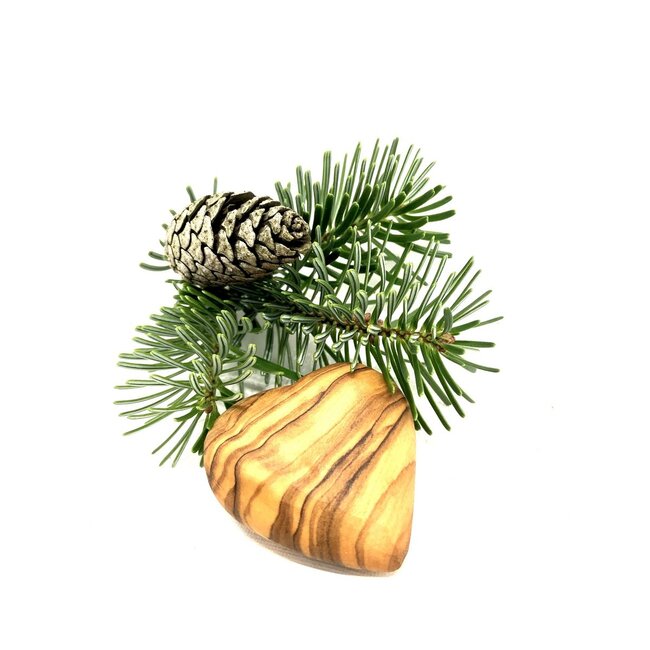 Kerstboomhanger 3D hart gemaakt van olijfhout