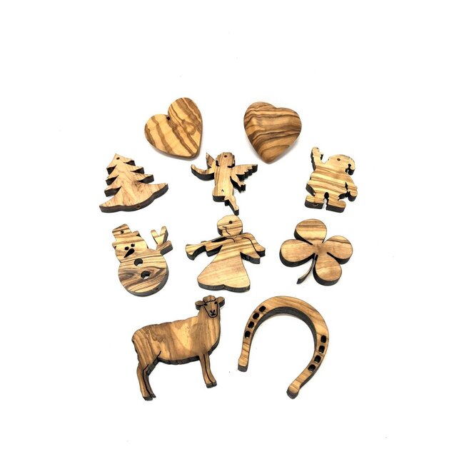 Kerstboomhanger 3D hart gemaakt van olijfhout