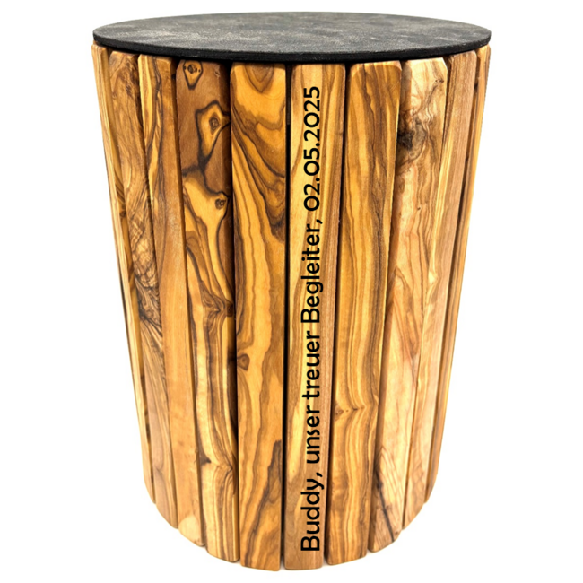 Olive Wood Animal Curne - Duurzaam ronde houten gymnasium voor huisdieren tot 40 kg, met graveeroptie