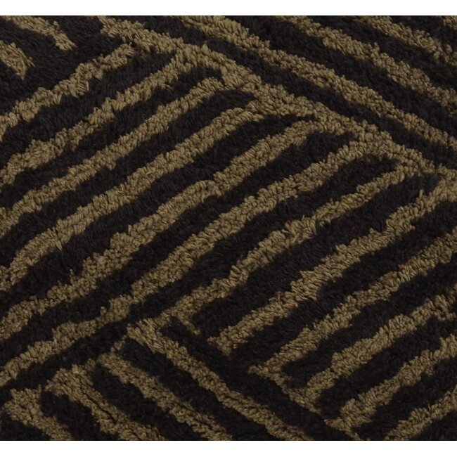 Linen & More Kingston kussen groen zwart 45x45cm