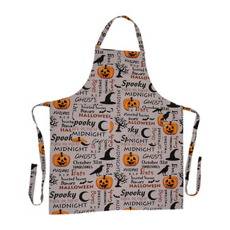 Linen & More Halloween Schort zwart oranje 70x85cm