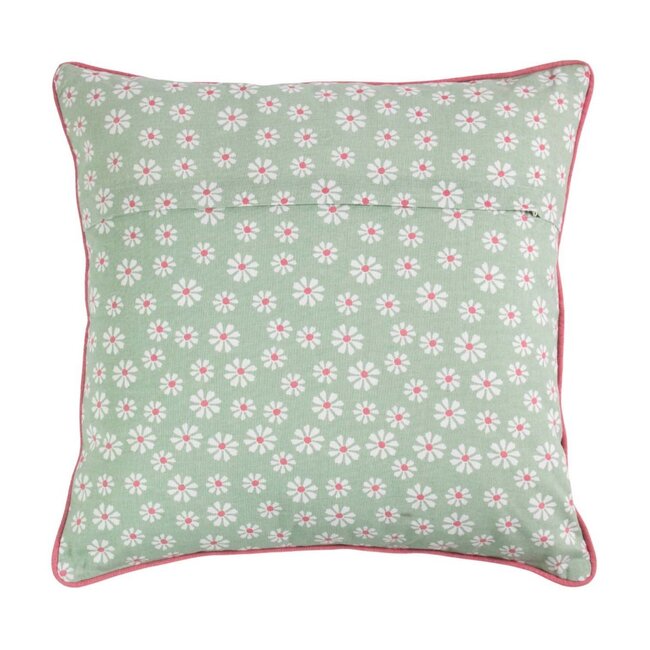 Linen & More Daisy Flowers Kussen groen 50x50cm