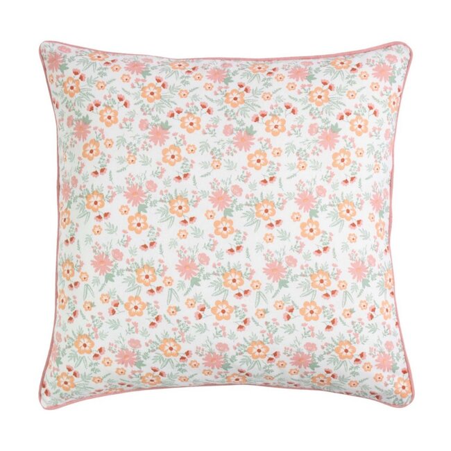 Linen & More Freddie Flowers Kussen roze 50x50cm