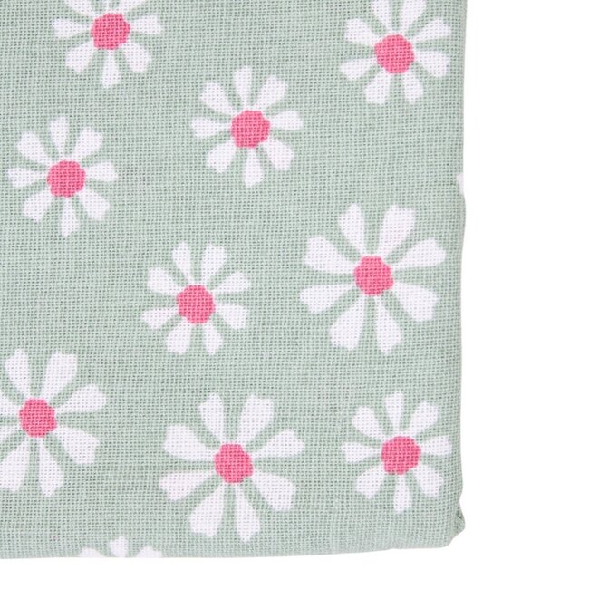 Linen & More Daisy Flowers Tafelloper groen 50x140cm