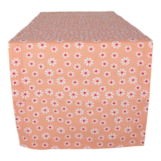 Linen & More Daisy Flowers Tafelloper oranje 50x140cm