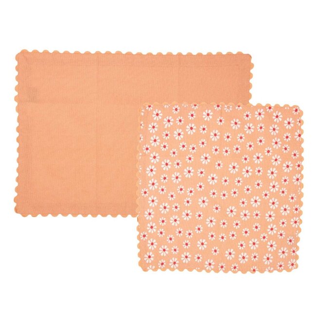 Linen & More Daisy Flowers Keukenset 35x50/40x40cm oranje (set of 8)