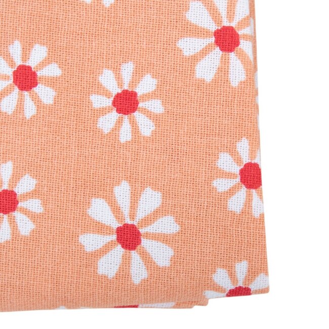 Linen & More Daisy Flowers Tafelkleed Textiel oranje rond 160cm