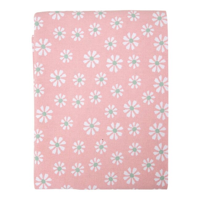 Linen & More Daisy Flowers Tafelkleed Textiel roze rond 160cm