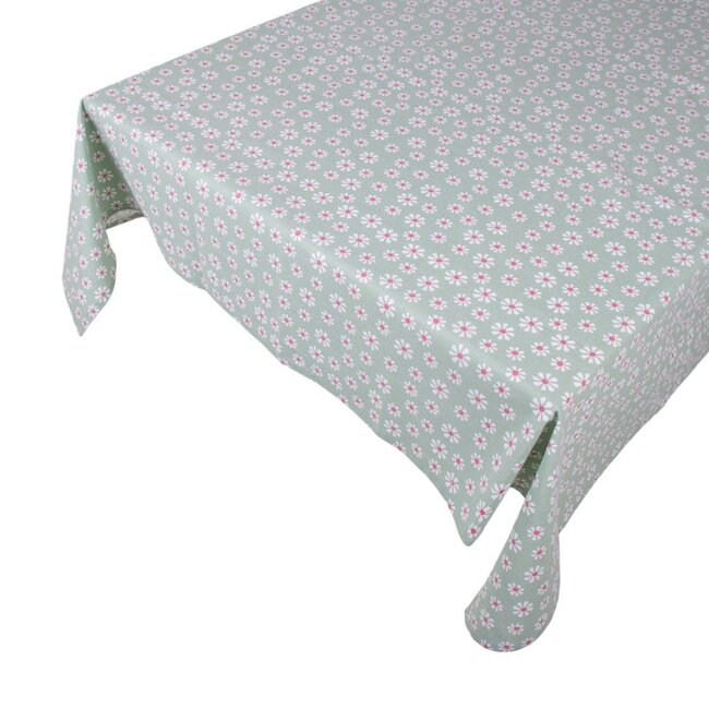 Linen & More Daisy Flowers Tafelkleed Textiel groen 140x250cm
