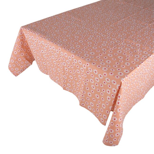 Linen & More Daisy Flowers Tafelkleed Textiel oranje 140x250cm