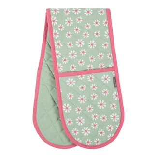 Linen & More Daisy Flowers dubbel Ovenwant groen 18x85cm