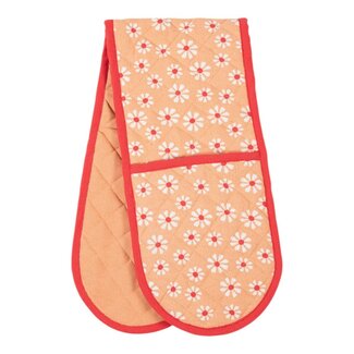 Linen & More Daisy Flowers dubbel Ovenwant oranje 18x85cm