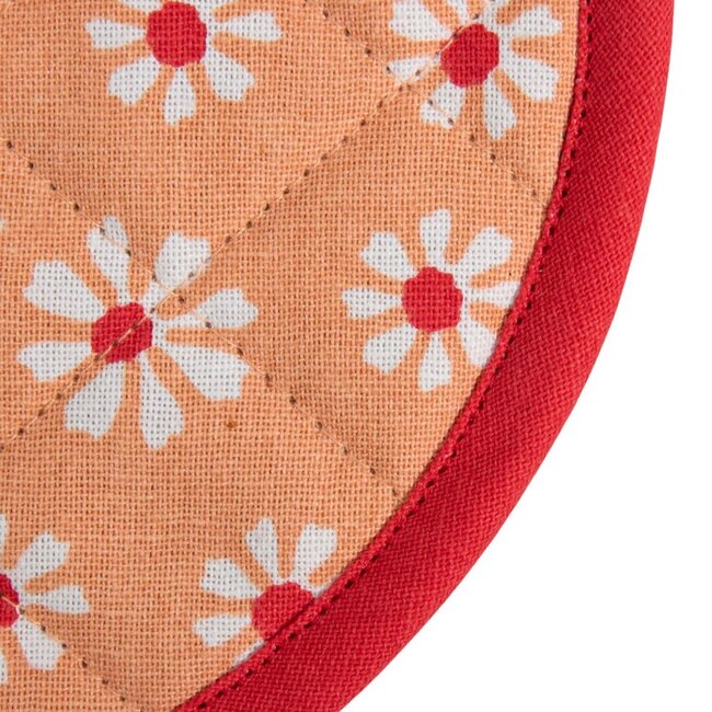 Linen & More Daisy Flowers Pannenlap Onderzetter rond oranje 20cm