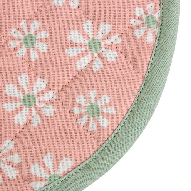 Linen & More Daisy Flowers Pannenlap Onderzetter rond roze 20cm