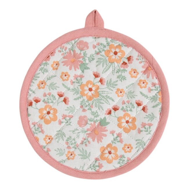 Linen & More Freddie Pannenlap Onderzetter rond roze 20cm