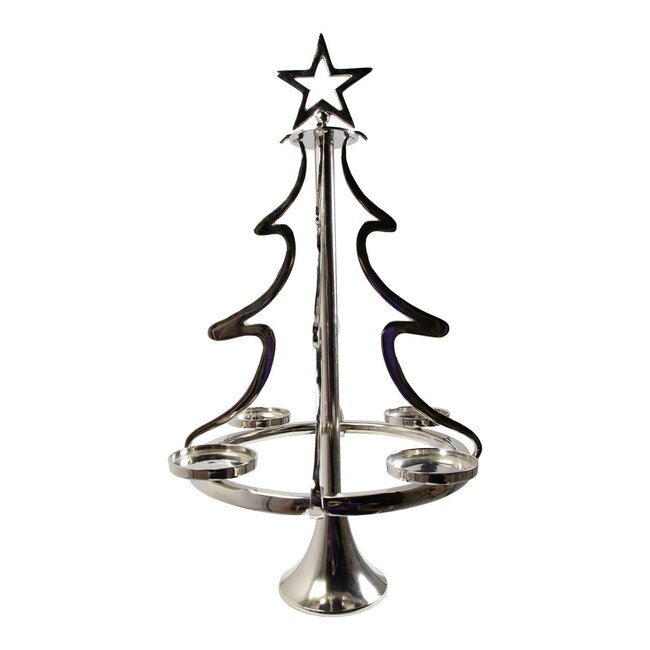 Mars & More Kaarsen Standaard kerstboom zilver h72 d42cm