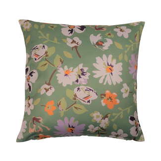 2Lif Valerie outdoor flower print d.green cushion 45 x 45 cm