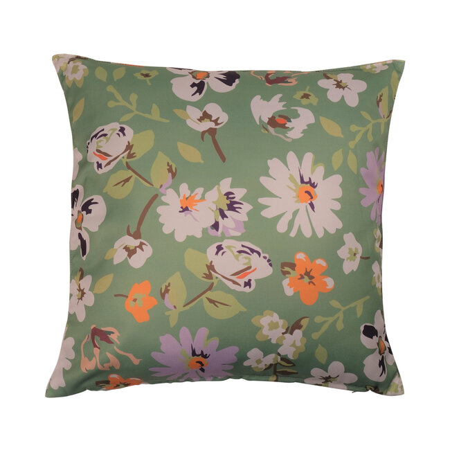 2Lif Valerie outdoor flower print d.green cushion 45 x 45 cm