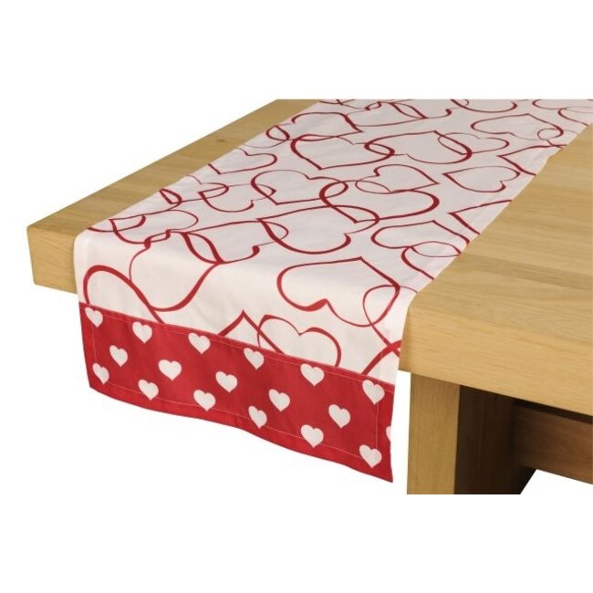 2Lif Monaco Tafelloper rood/wit 42x145cm